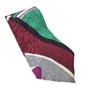 Oscar De La Renta Abstract Multicolor Novelty Silk Necktie